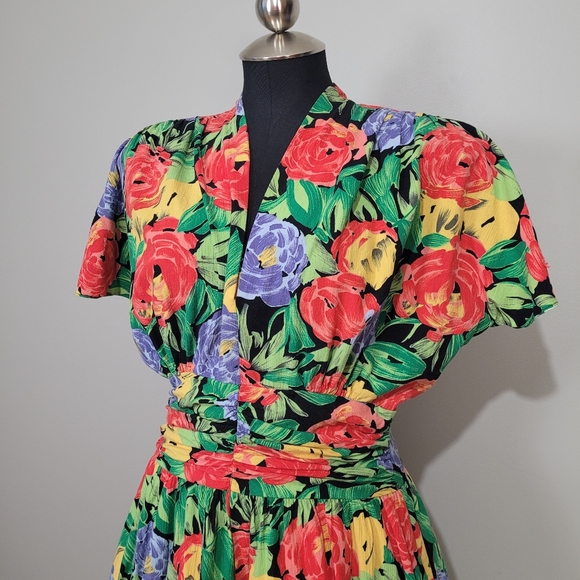 1980s Red Floral sundress - Picture 1 of 11
